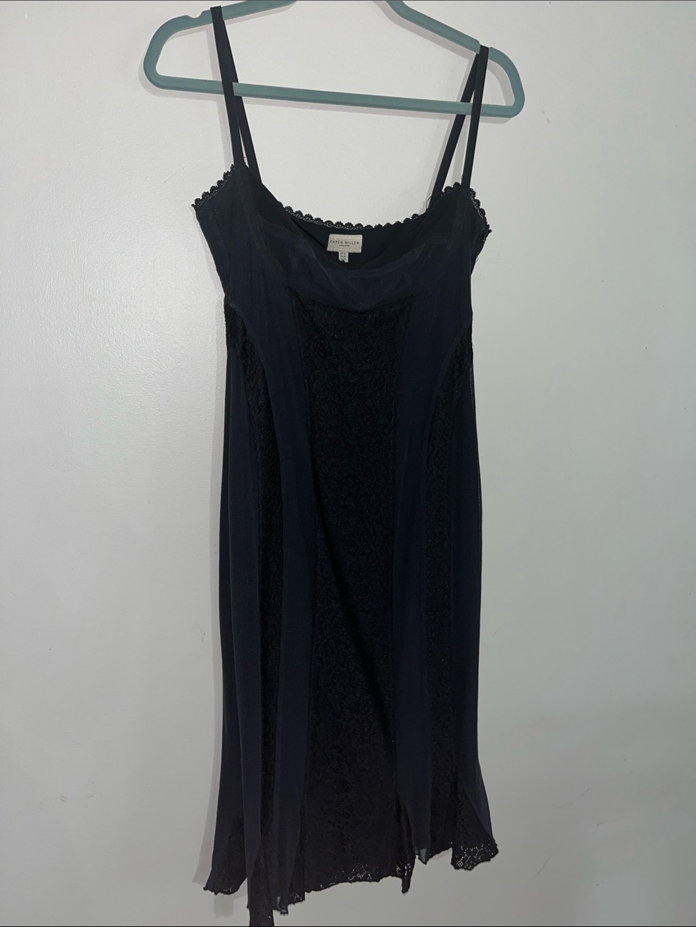 Karen Millen Black Lace-Trim Midi Slip Dress